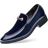 Fenlogft Men's Velvet Patent Leather Slip-on Dress Shoes Business and Parties Formal Events Smoking Slippers Loafers