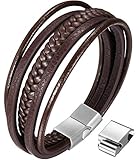 OSTAN Mens Bracelet Fashion Men's Braided Leather Bracelet Bangle Magnetic Clasp (8.46)