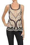 BFF Clothing Womens Dual Color Combination Floral Lace Tank Top Black
