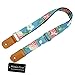 MUSIC FIRST Original Design “Strawberry Flowers” Vintage style Soft Canvas & Genuine Leather Ukulele Strap Ukulele Shoulder Strap