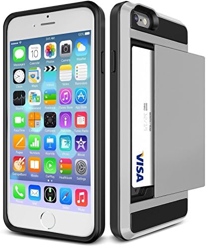 iPhone 6 &amp; 6S Case, Impact Resistant [HARD SHELL] Hybrid Bumper Cover, [HEAVY DUTY] Drop &amp; Shockproof Wallet, Sliding Credit Card Slot for iPhone 6 &amp; 6S (4.7'') by VANGUARD CASES® (Sterling Silver)