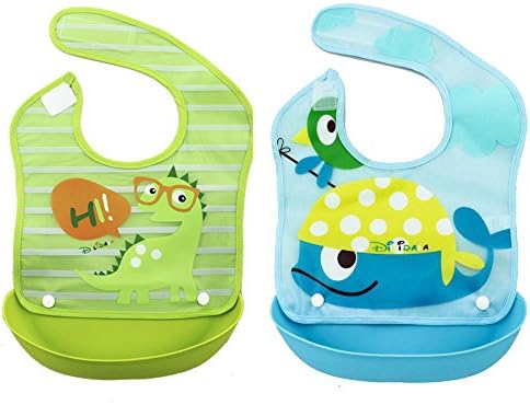 WARRAH Baby Bandana Drool Waterproof Silicone Bibs with Comfort-Fit Fabric Neck