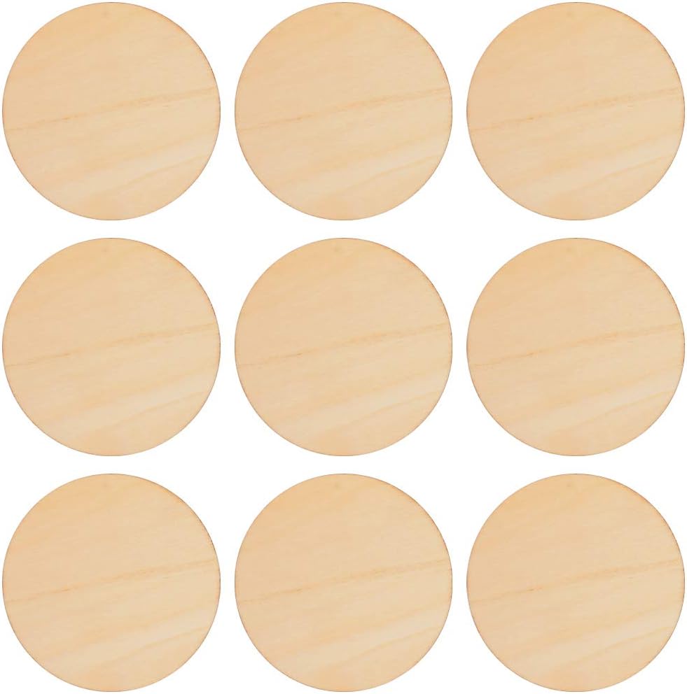 SKPPC 80 Pieces 4 Inch Unfinished Wood Circles Rounds Wooden Cutouts for Crafts, Door Design, Christmas Decorations, Coasters and DIY Home Decor : Kitchen & Dining
