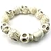KONOV Mens Howlite Turquoise Bracelet, Tibetan Beaded Skull, White