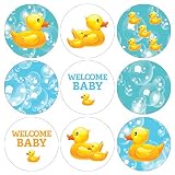 DISTINCTIVS Rubber Ducky Baby Shower Favor Stickers - 180 Labels