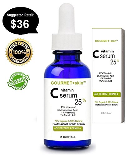 Best Vitamin C Serum for Face with Hyaluronic Acid : Amazing Organic Anti Aging Serum with 25% Vitamin C + E, Ferulic Acid, Hyaluronic Acid Serum (Professional Grade Korean Serum) Natural, 75% Organic