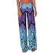 LOSRLY Women Wide Leg High Fold Over Waist Printed Boho Palazzo Pants Plus Size-Navy XL 16 18