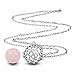 EUDORA Harmony Bola 20mm Rose Silver Plated Pendant Rhinestone Mexican Ball Necklace, 30 inches Peach