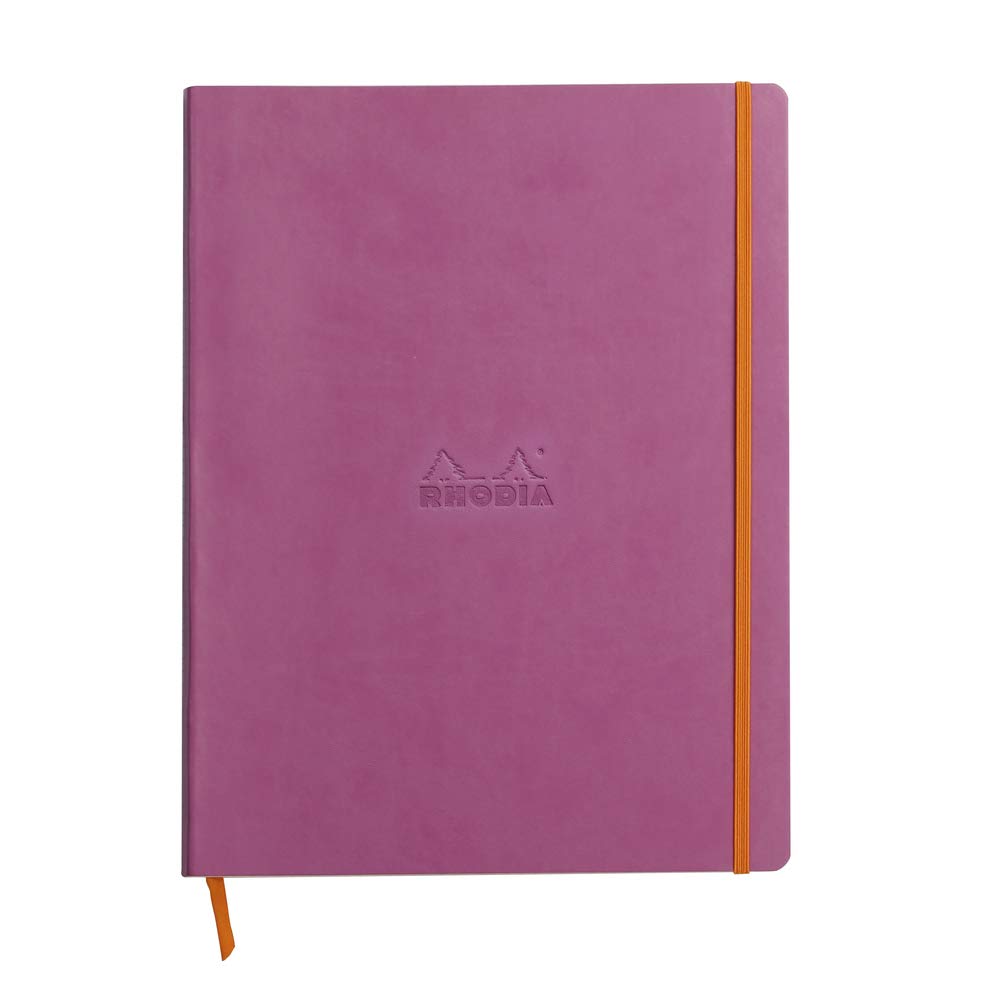 RHODIA 117711C - Lilac Flexible Notebook - A4+ - Lined - 160 Detachable Pages - Ivory Clairefontaine Paper 90 g/m - Bookmark, Elastic Closure - Faux Leather Cover - Rhodiarama Collection