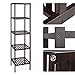 HOMFA Bamboo Bathroom Shelf 5-Tier Tower Free Standing Rack Multifunctional Storage Organizer(Retro Color)