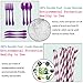 Mermaid Birthday Party Supplies Decorations Kit Favors - Serves 16 - Tablecloth, Plates, Napkins, Cups, Spoons, Knives, Straws, Invitation Cards, for Girl's Birthday and Baby Shower Decor - 113 Pcs