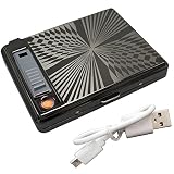 USB Rechargeable Electronic Lighter Built-in Metal Cigarettes Case Holder Smoking Tools Accessories (black)