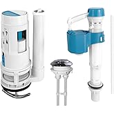Ulinlo Pouly 2-Inch Dual Flush Valve Replacement Kit for One-Piece Toilets - Includes 2.2" Threaded Button, 8.2" Flush Valve &amp; Fill Valve - Fits 10-13.5" Tanks with 2.56-2.76" Drain Holes