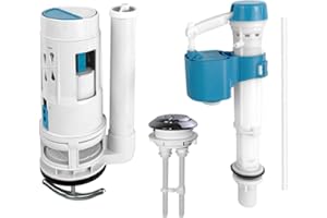 Ulinlo Pouly 2-Inch Dual Flush Valve Replacement Kit for One-Piece Toilets - Includes 2.2" Threaded Button, 8.2" Flush Valve & Fill Valve - Fits 10-13.5" Tanks with 2.56-2.76" Drain Holes