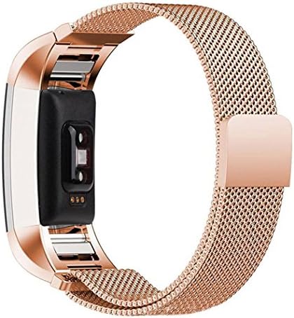 For Fitbit Charge 2 bands, CIDETTY Rose Gold Stainless Steel Milanese Loop Metal Bracelet Strap with Strong Magnetic Clasp for Fitbit Charge 2