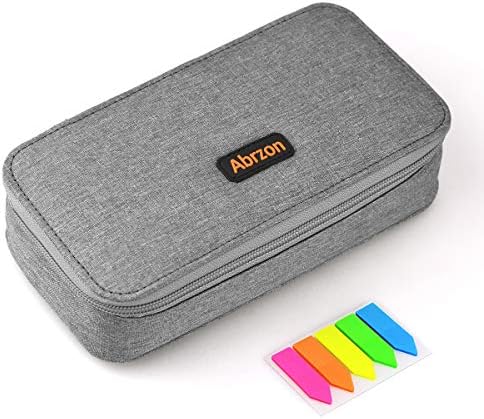 Pen Pencil case,Big Capacity Pencil Case with Zipper,Durable Pen Pencil Bag Abrzon Fountain Pen case,8.74x4.3x2.17 inches,School & Office Supplies,Free for Sticky Note,Gray