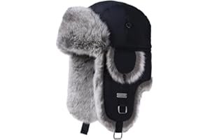 Kurhatic Winter Trapper Hat,Warm Faux Fur Aviator Hat,Russian Trooper Hunting Ski Hat with Ear Flaps for Men & Women