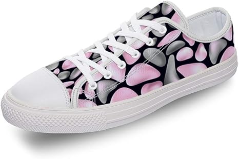 Amazon Co Jp スニーカー グレーとピンク 石のパターン ローカット レースアップシューズ キャンバス メンズ カジュアル 軽量 白底 デッキシューズ 滑り止め 通気 カジュアルシューズ 23 28 5cm ホーム キッチン