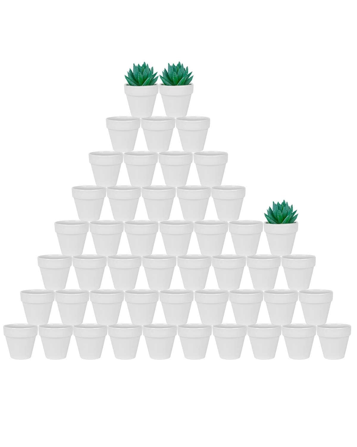 Photo 1 of vensovo 48 Pcs 2" Tiny Ceramic Plant Pots with Drainage Hole - White Small Mini Ceramic Pottery Planter Ideal for Indoor/Outdoor Plants, Crafts, Wedding Favors
