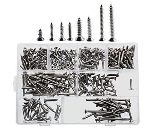 295pcs Phillips Flat Head Self Tapping Wood Screws Assortment Kit-304 Stainless Steel - Thumbnail 4