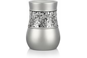 Creative Scents Crackled Glass Bathroom Tumbler Cup - Decorative Silver Crackled Glass Rinse Mug for Water, Best Tumblers for Mouthwash/Rinsing