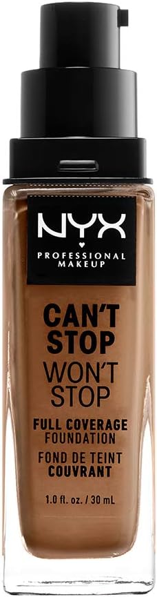 NYX Professional Makeup Can't Stop Won't Stop Full Coverage Foundation, Long Lasting, Waterproof, Vegan Formula, Matte Finish, Shade: Mahogany
