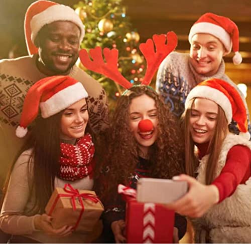 AININUOY 2 Pack Christmas Hats,Adults Large Size Santa Hat,Double Sided Velvet,Classic Style Hats for Christmas Parties