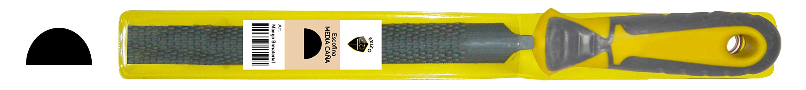 Erizo EFBMCE6 6" Interfine Half Rasp with Bi-Material Handle and Plastic Sleeve