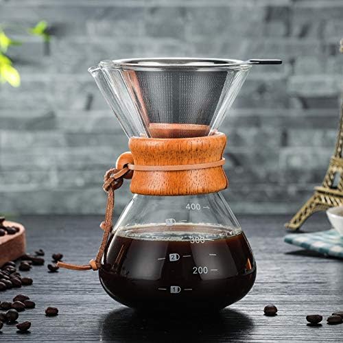 YPYJ High-Temperature Resistant Glass Coffee Maker Coffee Pot Espresso Coffee Machine with Stainless Steel Filter Pot