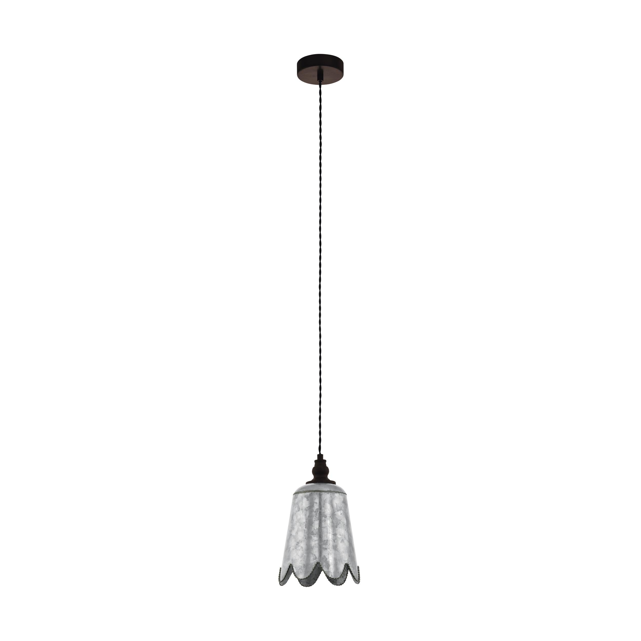 EGLO Karhold Pendant Light, 1-Bulb Pendant Lamp, Vintage, Industrial, Retro, Steel Pendant Light, Zinc, Antique Brown, Dining Table Lamp, Living Room Lamp, Hanging with E27 Socket