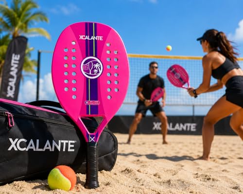 Raquete Para Beach Tennis Profissional Em Fibra Carbono Com Capa Protetora