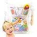 Tub Cubby Bath Toy Organizer + Baby Rubber Ducky - 14"x20 Mold Resistant Mesh Net Basket - 3 Soap Shampoo Dividers - Keeps Kids Bathtub Games Dry - Suction & Sticker Hooks Shower Caddy Storage Bin Set primary