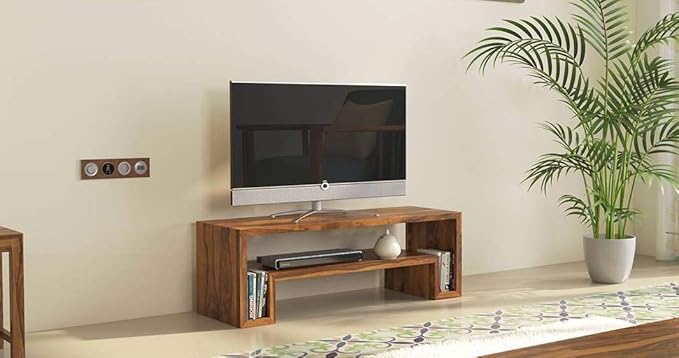 Riddhi Siddhi Home Decor Sheesham Wood Entertainment TV Unit for Living Room | Provincial Teak Finish