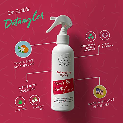 Dr. Sniff Pet Detangling Spray Don’t be Knotty Natural Dematter for Long Haired Dogs and