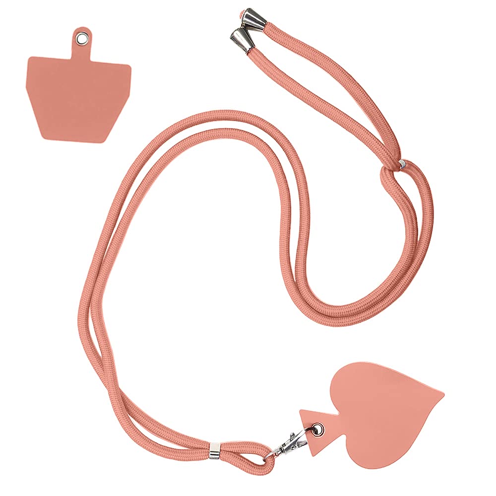 TOFBS Crossbody Phone Lanyard Strap with 2 Patch - Adjustable Nylon Neck Strap Necklace Phone Lasso for Around the Neck Crossbody Carrier Necklace Leash Tether Bag Pouch Purse (Pink)