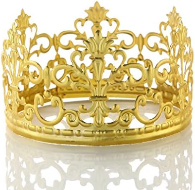 POKERGODZ Vintage Mini Princess Crown Cake Topper Small Wedding Birthday Party Decoration (Scrub Gold)