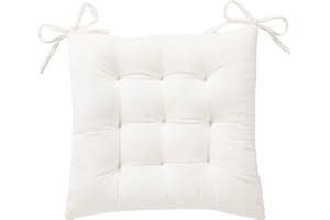 HLOVME Corduroy Chair Cushion with Ties Ultra Soft Warm Floor Cushion for Kids Reading Nook Comfortable Square Seat Cushion for Adult 15.7”x15.7”, White