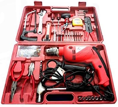 Toolsden AG-A1101-K Agni Powerful Impact Drill Machine Kit with Reversible Function 500 Watt 2600/2800 RPM, 105 Accessories, Red