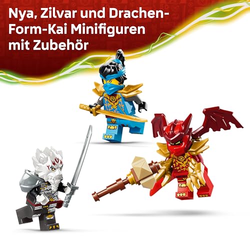 NINJAGO Zilvar auf seinem Drachentier Grimtak - Ninja Spielzeug mit Actionfigur, 3 Minifiguren inklusive Kai & NYA - Geschenkidee für Jungen ab 7 Jahren und Dragons Rising Fans - 71863
