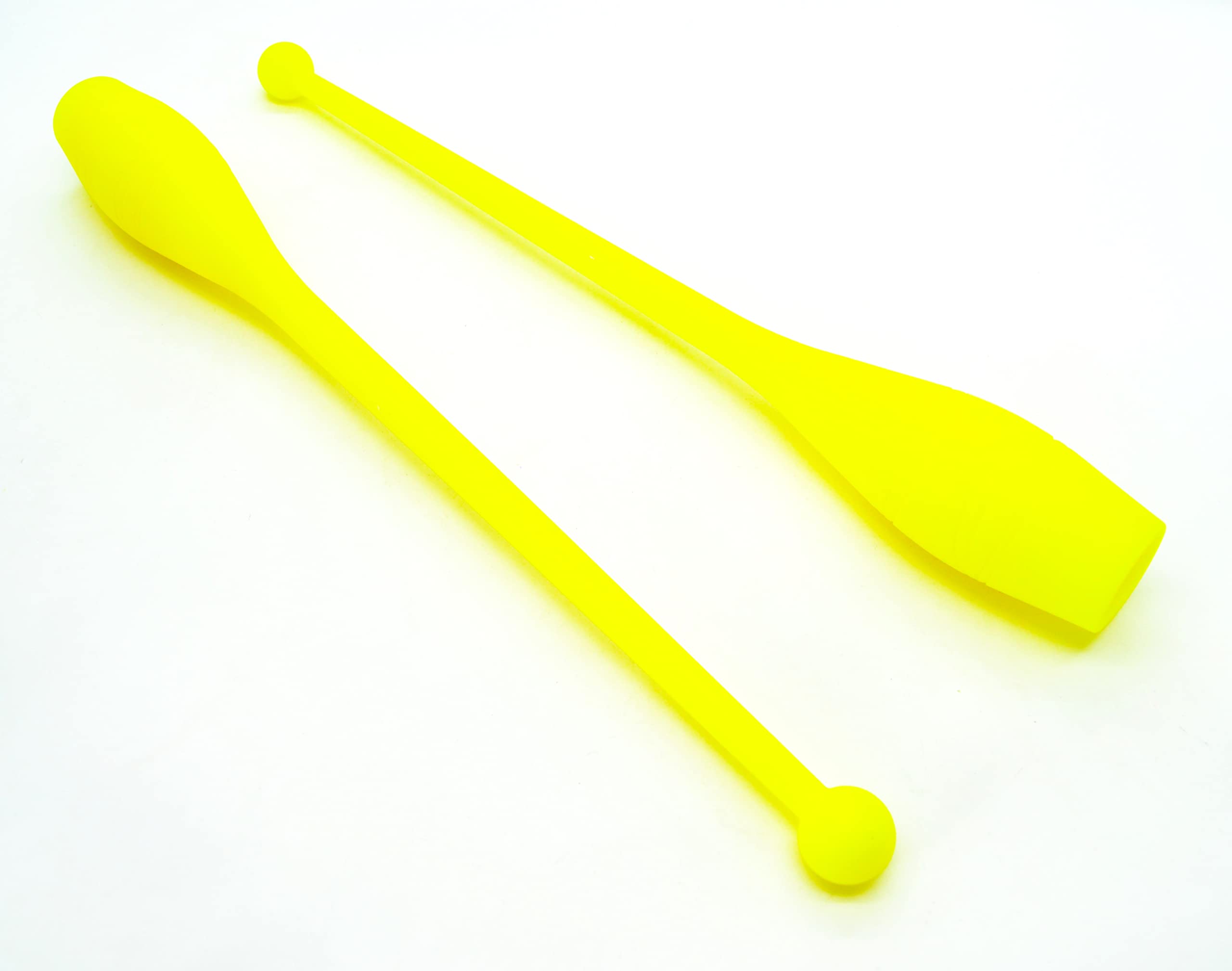 Adults Yellow Fluorescent 2 x Women Gymnastics Sticks (42cm) (150g) Gym Dumbbells for Women Dance Gymnastics, Gym Mazes, Rhythmic Sticks, Beginner Rhythmic Gymnastics