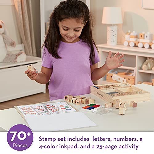 Melissa & Doug Deluxe Letters and Numbers Wooden Stamp Set ABCs 123s