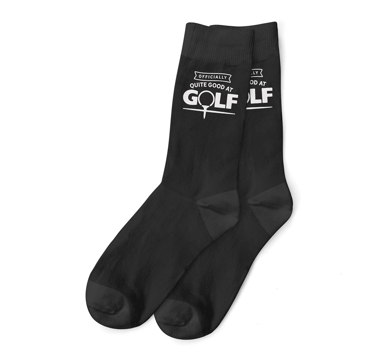 D Design Invent Print! Golf Gift Socks Men’s Black Funny Golfing Quote Size 6-11 (Black)