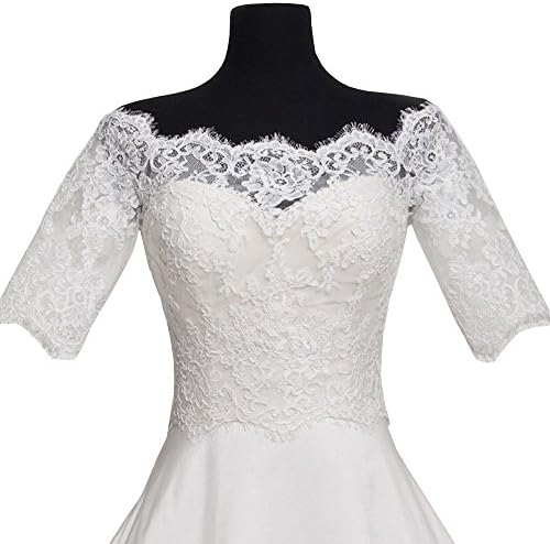 CARADRESS Women's Ivory Lace Bolero 3/4 Sleves Wedding Jackets for Bride 2016