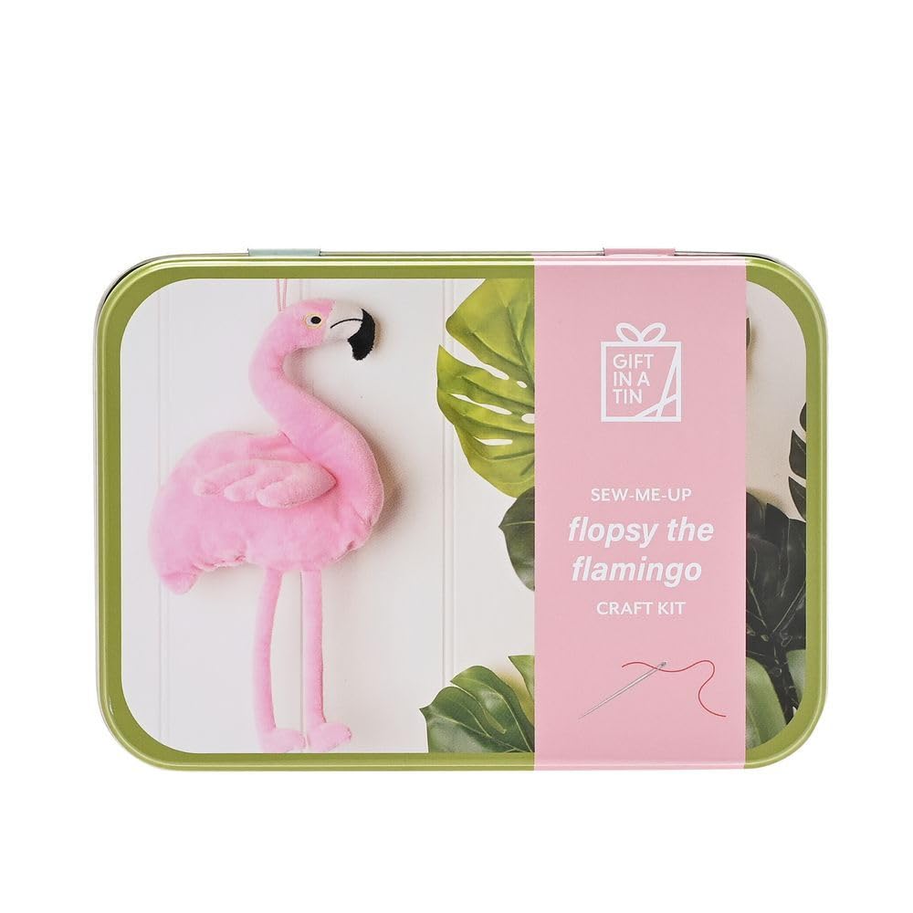 Apples to Pears – Gift in A Tin Crafting Kit - Sew-Me-up Flopsy The Flamingo | DIY Toy Sewing Kit for Kids, Boys & Girls (6+) | Educational, Creative Gifting. (W: 14.5cm H: 6cm D: 10.5cm).
