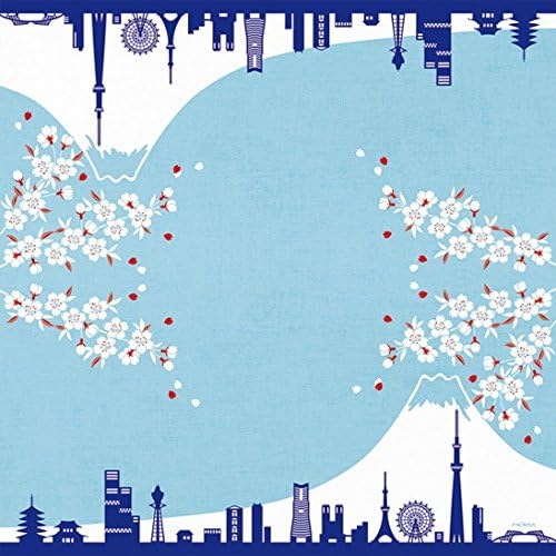 Frontia Traditional Japanese Pattern Series Cotton Handkerchief Big Size 48cm (Mount Fuji & Cherry Blossoms HKC-006)