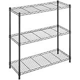 Whitmor Supreme 3 Tier Shelving with Adjustable Shelves and Leveling Feet - Black