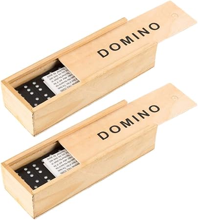Amazon Toyandona 木製のドミノブロック 木製のテーブルゲームを教える黒いビルディングブロックドミノボードゲーム学校の子供たちのための2セット ブロック おもちゃ