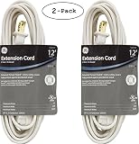 2 X GE 51954 12 feet Extension Cord - White