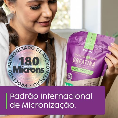 Creatina Pura 500g Monohidratada Micronizada à 180 mícrons. 101% de Pureza em Laudo. Livre de Metais Pesados