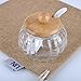 UName Set of 3 Condiment pots, Ceramic Serving Spoons and Wood Display Rack (Clear Glass)UN265
